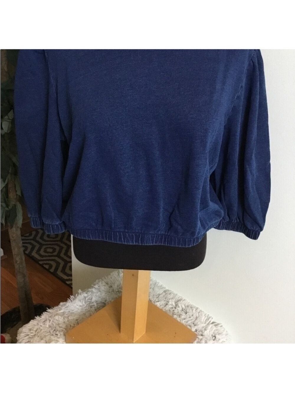 K/lab dark wash great stretch denim look cropped Crewneck top XL - Picture 10 of 11